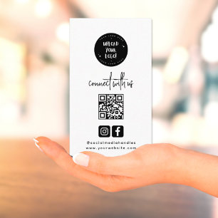 Tarjeta De Visita Código QR de conexión moderno minimalista negro