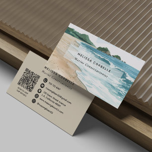 Tarjeta De Visita Código QR de Conservacionista Marino Costero Acuar