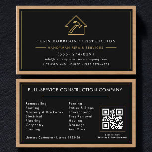 Tarjeta De Visita Código QR de Construcción de Carpintería a Mano