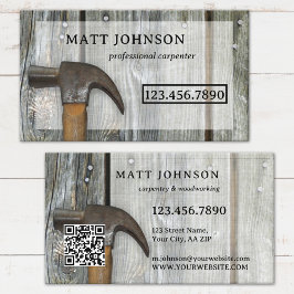 Tarjeta De Visita Código QR de construcción de carpintero profesiona