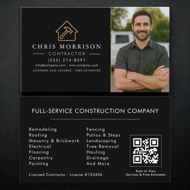 Tarjeta De Visita Código QR de Construcción de Edificios Foto Negro  (Subido por el creador)