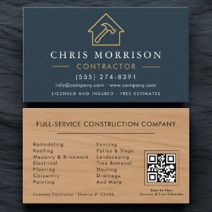 Tarjeta De Visita Código QR de Construcción de Edificios Grano de Ma