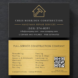 Tarjeta De Visita Código QR de Construcción de Mano de Obra Metálica