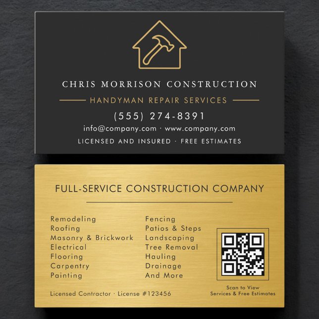 Tarjeta De Visita Código QR de Construcción de Mano de Obra Metálica (Subido por el creador)