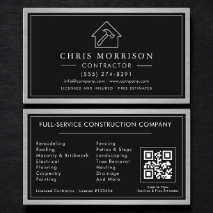 Tarjeta De Visita Código QR de Construcción de Metal Industrial