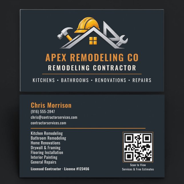 Tarjeta De Visita Código QR de Construcción de Remodelación (Subido por el creador)