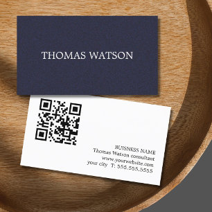 Tarjeta De Visita Código QR de Consultor Elegante Minimalista con Te