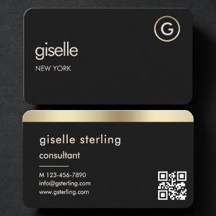 Tarjeta De Visita Código QR de Consultor Oro Negro