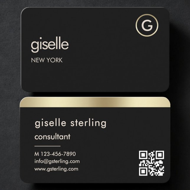 Tarjeta De Visita Código QR de Consultor Oro Negro (Subido por el creador)