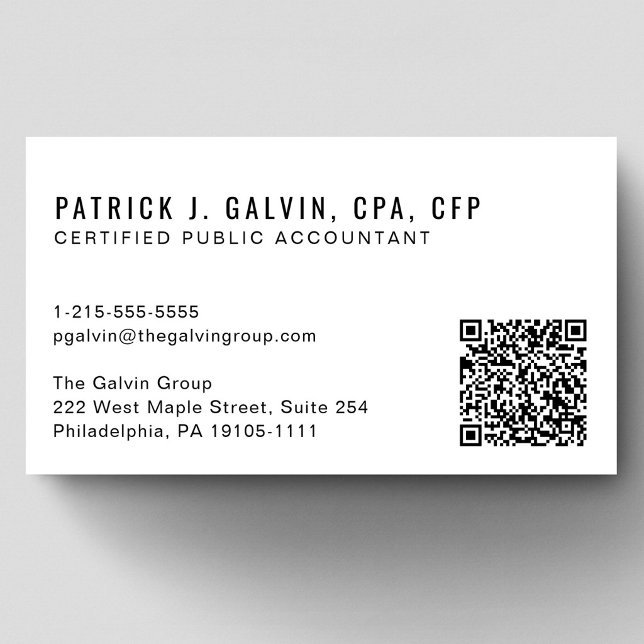 Tarjeta De Visita Código QR de Contador CPA (CPA Accountant QR Code Business Card)