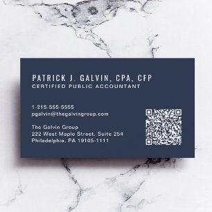 Tarjeta De Visita Código QR de Contador CPA Azul