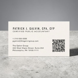 Tarjeta De Visita Código QR de Contador CPA Crema
