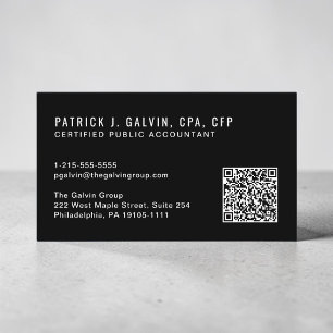 Tarjeta De Visita Código QR de Contador CPA Negro
