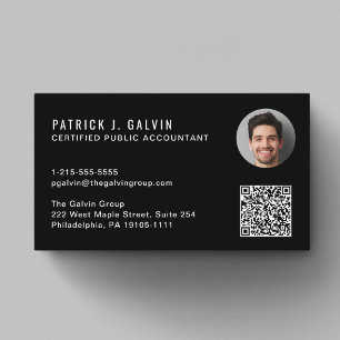 Tarjeta De Visita Código QR de Contador CPA Negro Foto