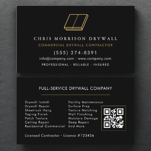 Tarjeta De Visita Código QR de Contratista de Drywall Profesional