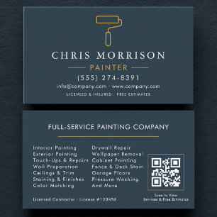 Tarjeta De Visita Código QR de contratista de pintura para hogar
