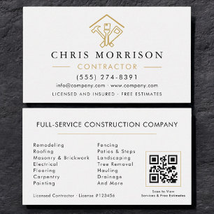 Tarjeta De Visita Código QR de Contratista de Reparaciones de Hogar