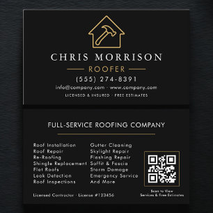 Tarjeta De Visita Código QR de Contratista de Techos