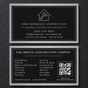 Tarjeta De Visita Código QR de Contratista General Metal Industrial