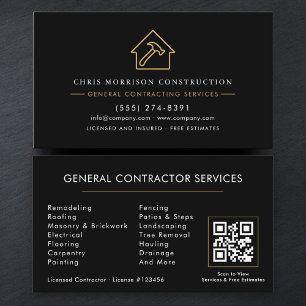 Tarjeta De Visita Código QR de Contratista General Moderno