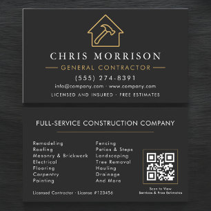 Tarjeta De Visita Código QR de Contratista General Profesional