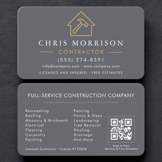 Tarjeta De Visita Código QR de Contratista y Constructor Profesional (Subido por el creador)