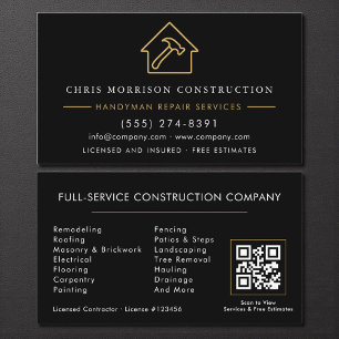 Tarjeta De Visita Código QR de Contratista y Manitas