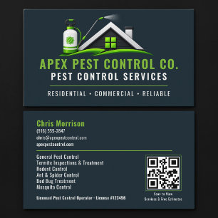 Tarjeta De Visita Código QR de Control de Plagas Profesional
