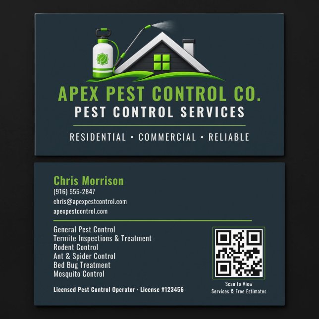 Tarjeta De Visita Código QR de Control de Plagas Profesional (Subido por el creador)