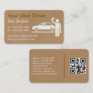 Tarjeta De Visita Código QR de controlador de Uber personalizado