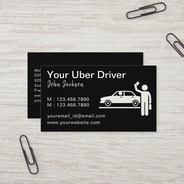 Tarjeta De Visita Código QR de controlador de Uber personalizado (Anverso/Reverso In Situ)