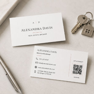 Tarjeta De Visita Código QR de Corredor de Bienes Raíces Mínimo