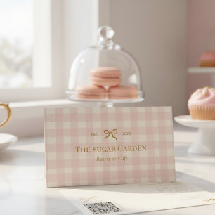 Tarjeta De Visita Código QR de Crema Rosa Pastel de Panadería en Cua