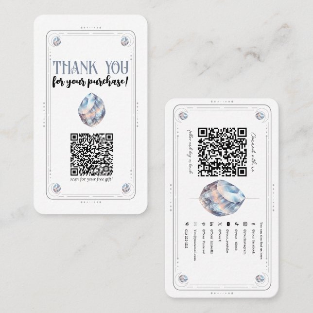 Tarjeta De Visita Código QR de Cristal Iridescente de Moonstone para (Anverso / Reverso)