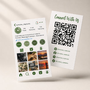 Tarjeta De Visita Código QR de Cuadrícula de Fotos de Redes Sociales
