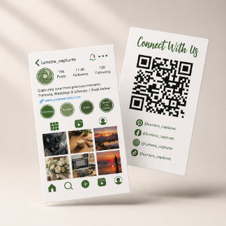 Tarjeta De Visita Código QR de Cuadrícula de Fotos de Redes Sociales