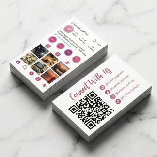 Tarjeta De Visita Código QR de cuadrícula de fotos estilo Instagram