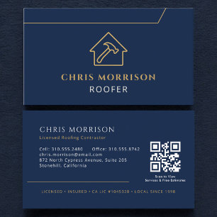 Tarjeta De Visita Código QR de cubiertas Empresa de cubiertas Azul m