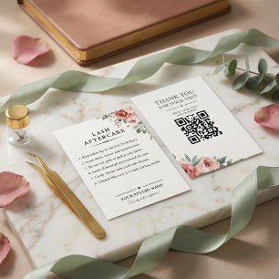 Tarjeta De Visita Código QR de cuidado posterior de pestañas botánic