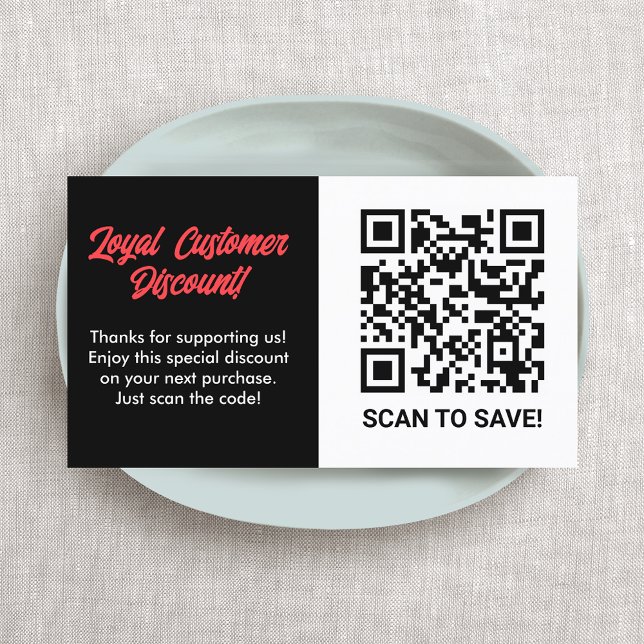 Tarjeta De Visita Código QR de descuento por lealtad de cliente (Customer loyalty Discount card with QR Code)