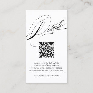 Tarjeta De Visita Código QR de Detalles de Caligrafía Elegante