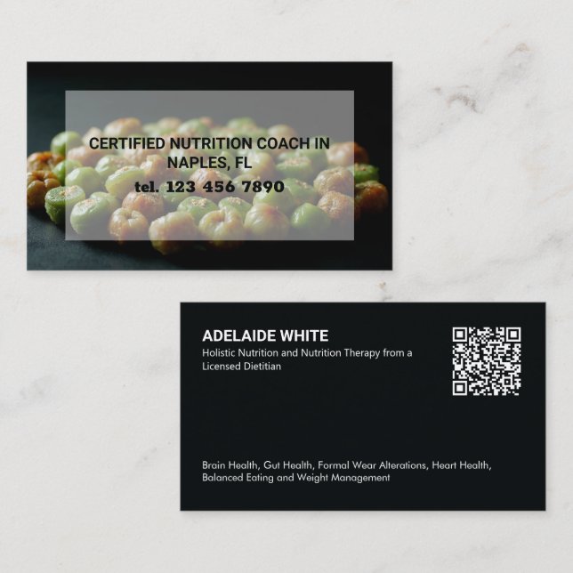 Tarjeta De Visita Código QR de dietista nutricionista (Anverso / Reverso)