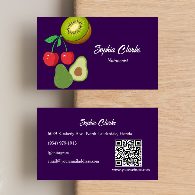 Tarjeta De Visita Código QR de dietista profesional de nutricionismo (Subido por el creador)