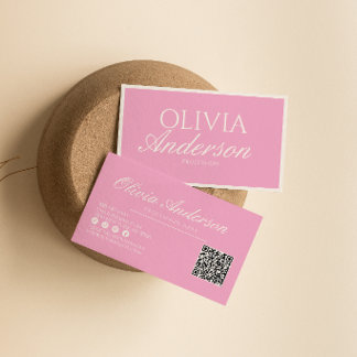 Tarjeta De Visita Código QR de dinero antiguo de lujo rosa retro fem