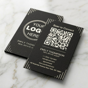 Tarjeta De Visita Código QR de diseño minimalista Art Déco de lujo n
