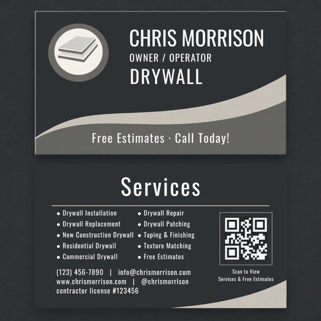 Tarjeta De Visita Código QR de Drywall (Subido por el creador)