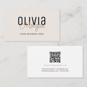 Tarjeta De Visita Código QR de dúo de fuentes minimalistas simples