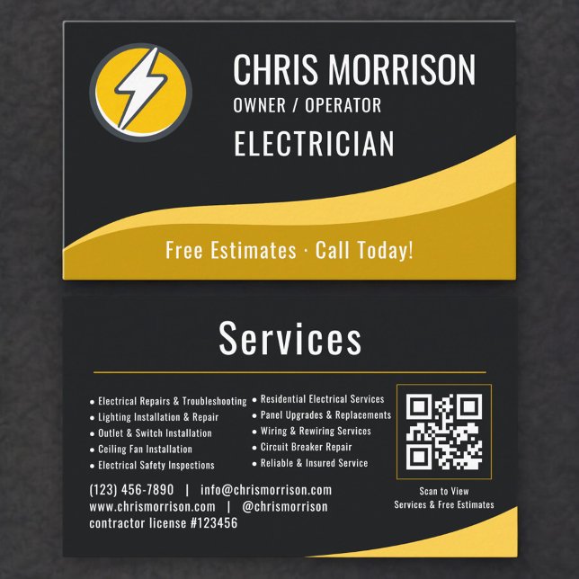 Tarjeta De Visita Código QR de electricista (Subido por el creador)