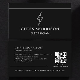 Tarjeta De Visita Código QR de Electricista Profesional