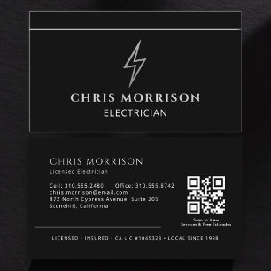 Tarjeta De Visita Código QR de Electricista Profesional